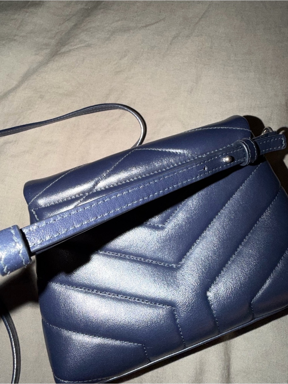 Saint Laurent Black Chevron Quilted Leather Crossbody with Silver YSL - Picture 4 of 12